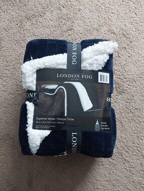 London Fog Ultrasoft Reversible Sherpa Throw Blanket